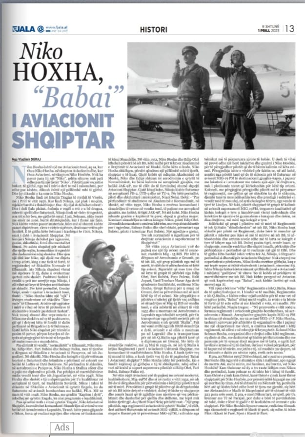 Niko Hoxha, “Babai” i Aviacionit Shqiptar”.